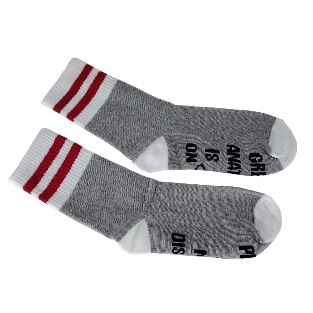Funny Socks Do Not Disturb Greys Anatomy Is On Gray Red White Popular NIP - Picture 2 of 5